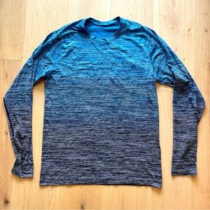 Lululemon Metal Vent Tech Long Sleeve Blue Stripe Stretch Anti Stink Large